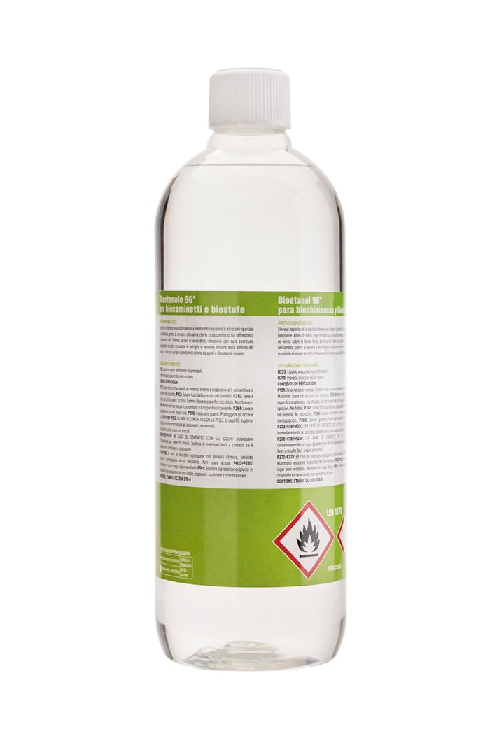 YOKIFIRE Bioetanolo Inodore – 1 Litro per 6 bottiglie | Etanolo Biologico ad Alto Potere Calorifico per Camini e Stufe a Fiamma Libera | Puro, Tripla Raffinazione, Packaging Sostenibile