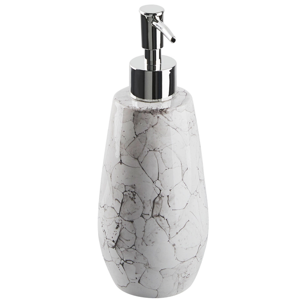 Set di 6 Accessori Bagno in Ceramica bianca dispenser sapone porta sapone bicchiere portaspazzolini contenitore scopino bagno