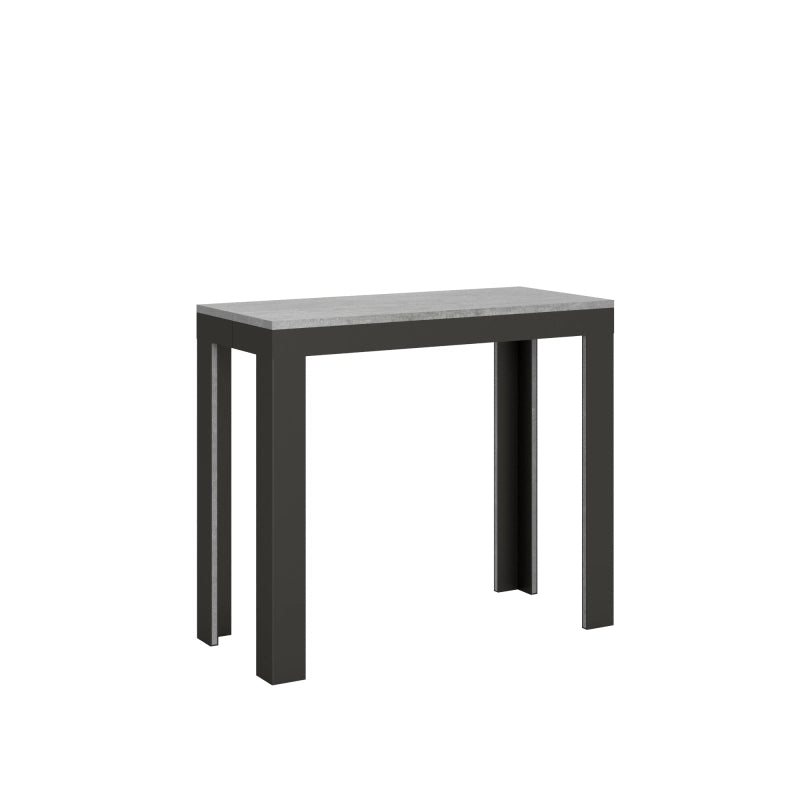 Consolle allungabile 90x40/196 cm Linea Small Evolution telaio Antracite - Cemento