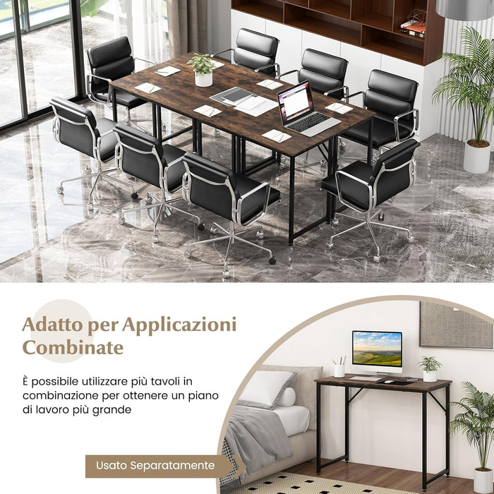 Scrivania per Computer 100 x 50 x 77 cm, Scrivania Moderna e Salvaspazio in Metallo Resistente con Piedini Regolabili, Scrivania Versatile per Casa e Ufficio (Marrone)