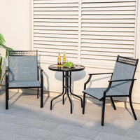 Set di 2 Sedie da Giardino in Textilene, Sedie da Esterno con Schienale Alto, Braccioli, Robusto Telaio in Metallo, Fino a 150 kg, per Patio Terrazza Balcone (Blu + Nero)