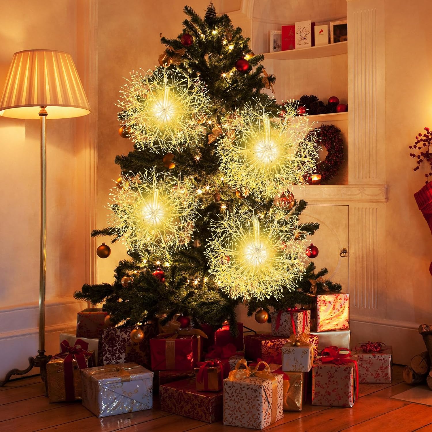 2 Luci a Sfera a LED di Natale, Luce a Sfera Sospese per Esterni con Luci Calde, per Casa, Giardino, Feste