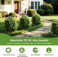 Set di Alberi Sferici Artificiali di Cipresso 61 cm, 2 Pezzi di Arbusti Finti di Cedro con Picchetto per Terreno, Piante Ornamentali Finte Resistenti al Sole per Decorazione Interna & Esterna