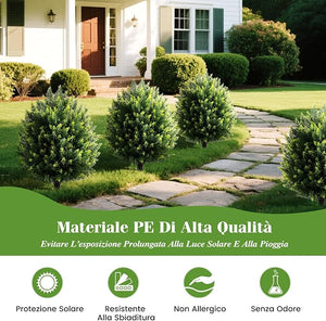 Set di Alberi Sferici Artificiali di Cipresso 61 cm, 2 Pezzi di Arbusti Finti di Cedro con Picchetto per Terreno, Piante Ornamentali Finte Resistenti al Sole per Decorazione Interna & Esterna