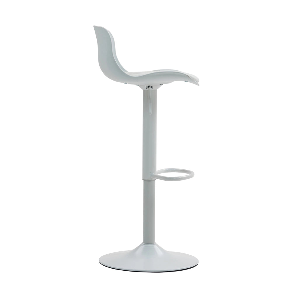 Sgabello da bar girevole con schienale ergonomico e altezza regolabile, struttura in metallo per cucina, bianco