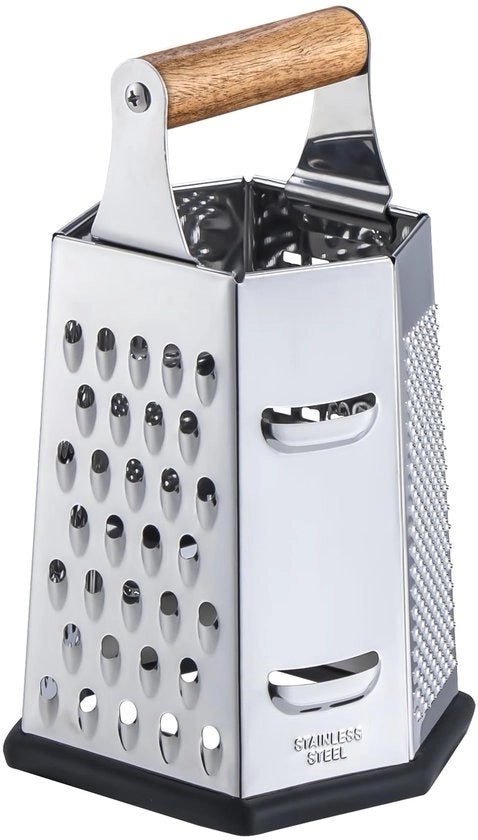 Raspante 6 facce, raspante quadrata in acciaio inossidabile (20 x 12 cm), raspante per verdure, raspante manuale/slicer/hakker, raspante verticale, raspante per cucina con piede antiscivolo