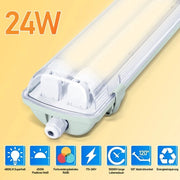 LED strip acqua resistente per tubi LED T8, certificato IP65, 150 cm, 2 x 24W, bianco neutro