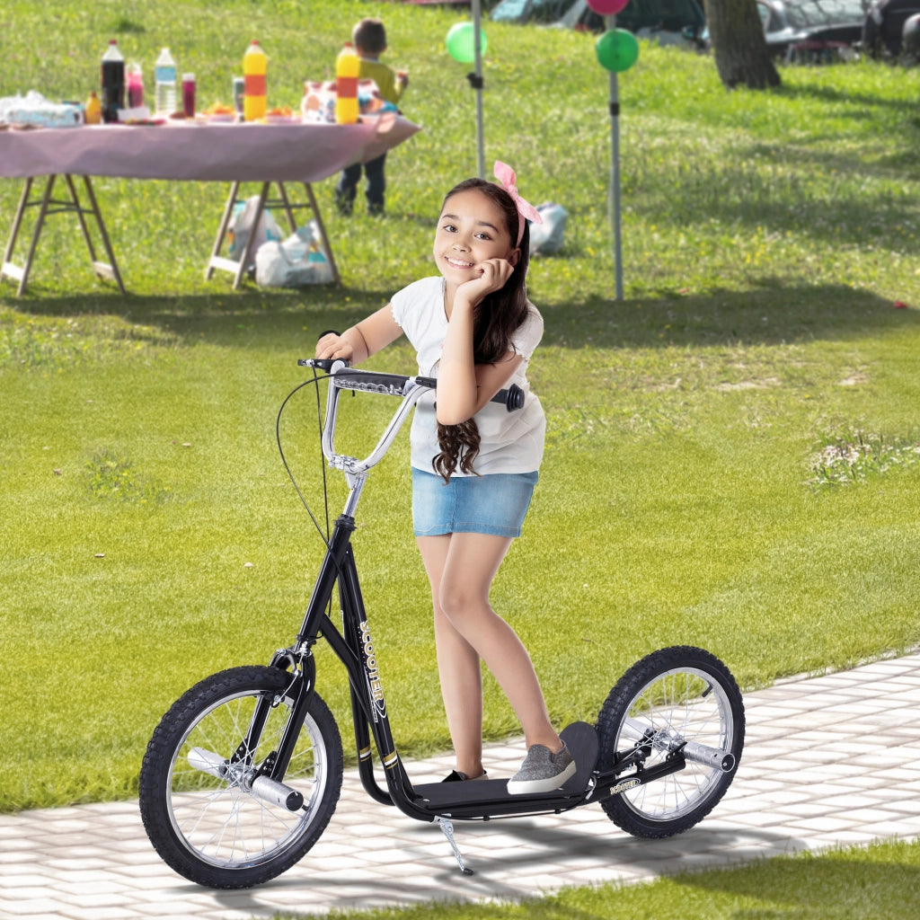 Scooter per bambini 5+ anni con ruote 16' pneumatici ¨C zephmum ¨C 143x58x92-100 cm nero