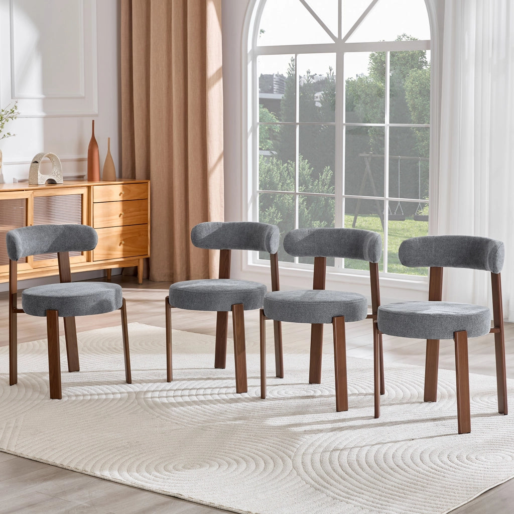 Sedia da Pranzo in Tessuto con Schienale ¨C Xylo ¨C Set 4 Pezzi, Grigio