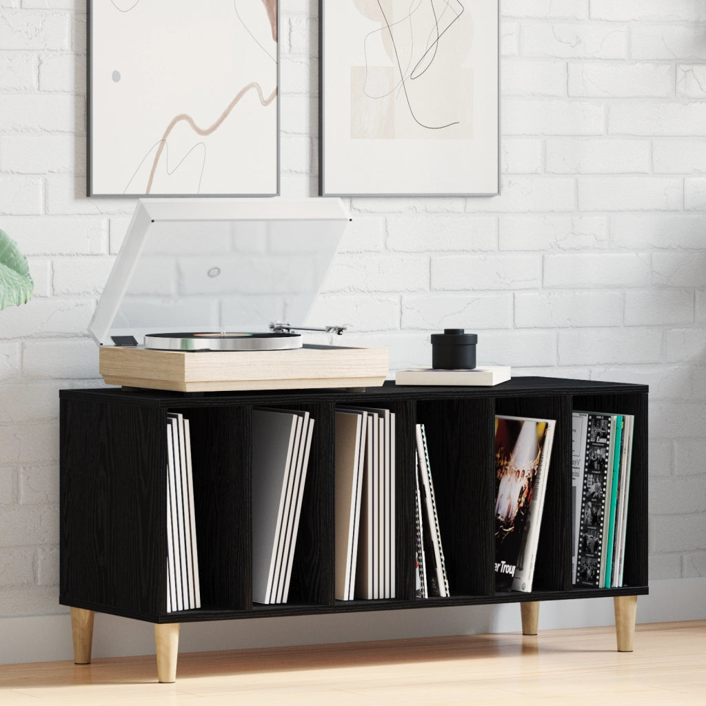 Armadio per dischi  Nero Quercia 100x38x48 cm Legno ingegnerizzato