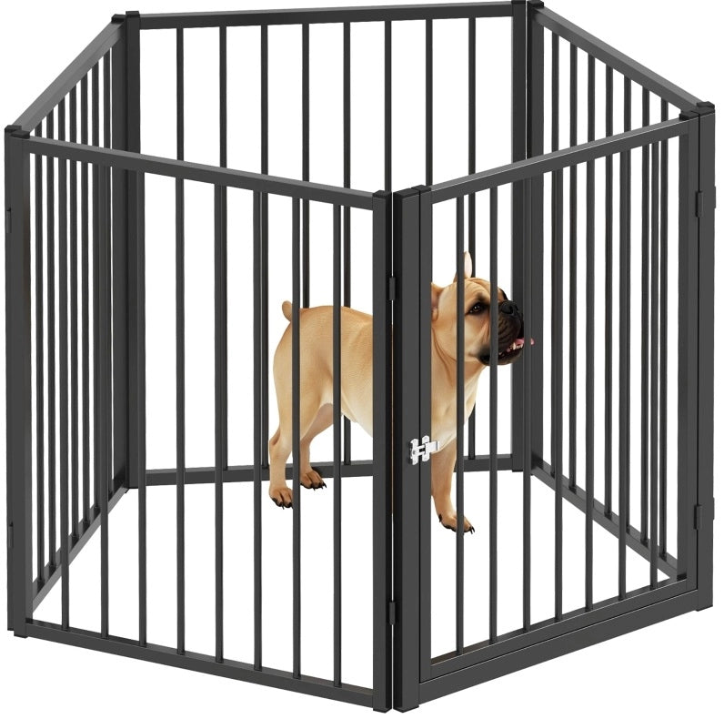 Recinto pieghevole per cani 180x60x76 cm in acciaio nero con porta -