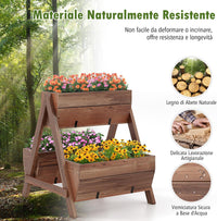 Letto da Giardino Rialzato Verticale con 3 Fioriere in Legno e Fori di Drenaggio, Fioriera a Scala per Frutta, Verdura e Fiore, Aiuola per Interno ed Esterno, 66 x 73 x 73 cm