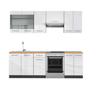 Cucina componibile Fame-Line Bianco lucido/Antracite 240 cm, PL Rovere Vicco