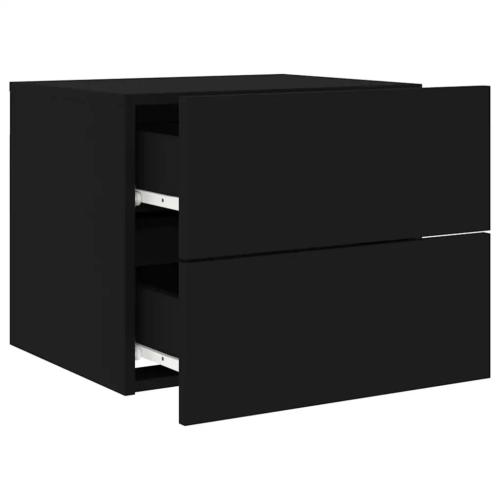 Comodino a Parete-Tavolino da notte con Luci LED Nero