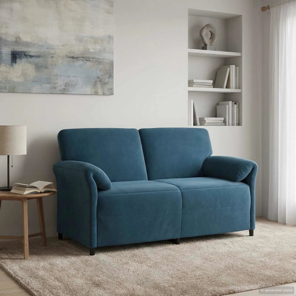 Divano a 2 Posti Blu 158 x 83 x 95 cm Velluto