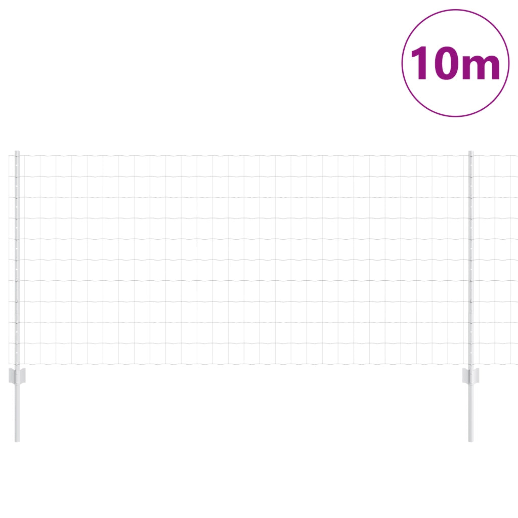 Recinzione Euro con 10 Paletti Argento 1x10 m Acciaio