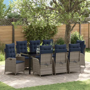 Set da Pranzo per Giardino 9 pcs Grigio e Nero Rattan 3380581