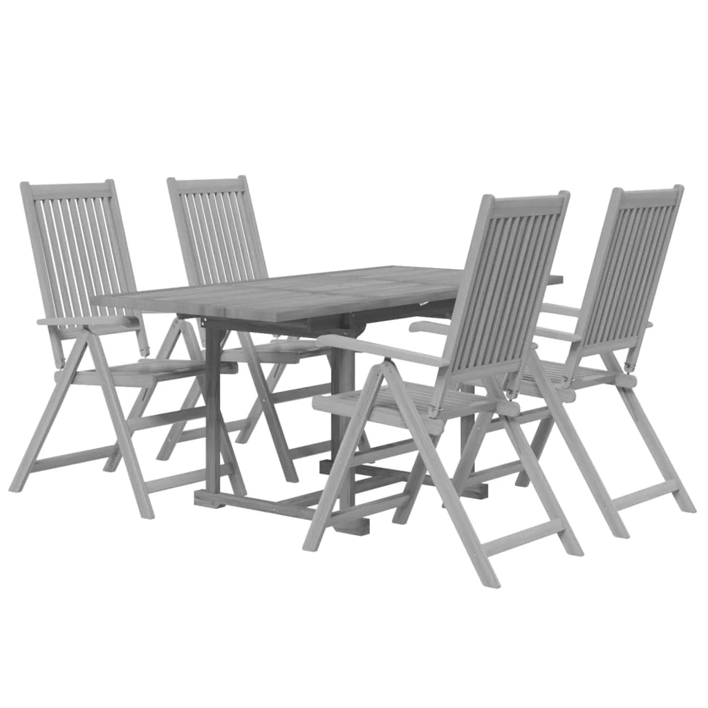 Set da pranzo da giardino 5 pezzi mobili da esterno legno massello di acacia 02_0013748
