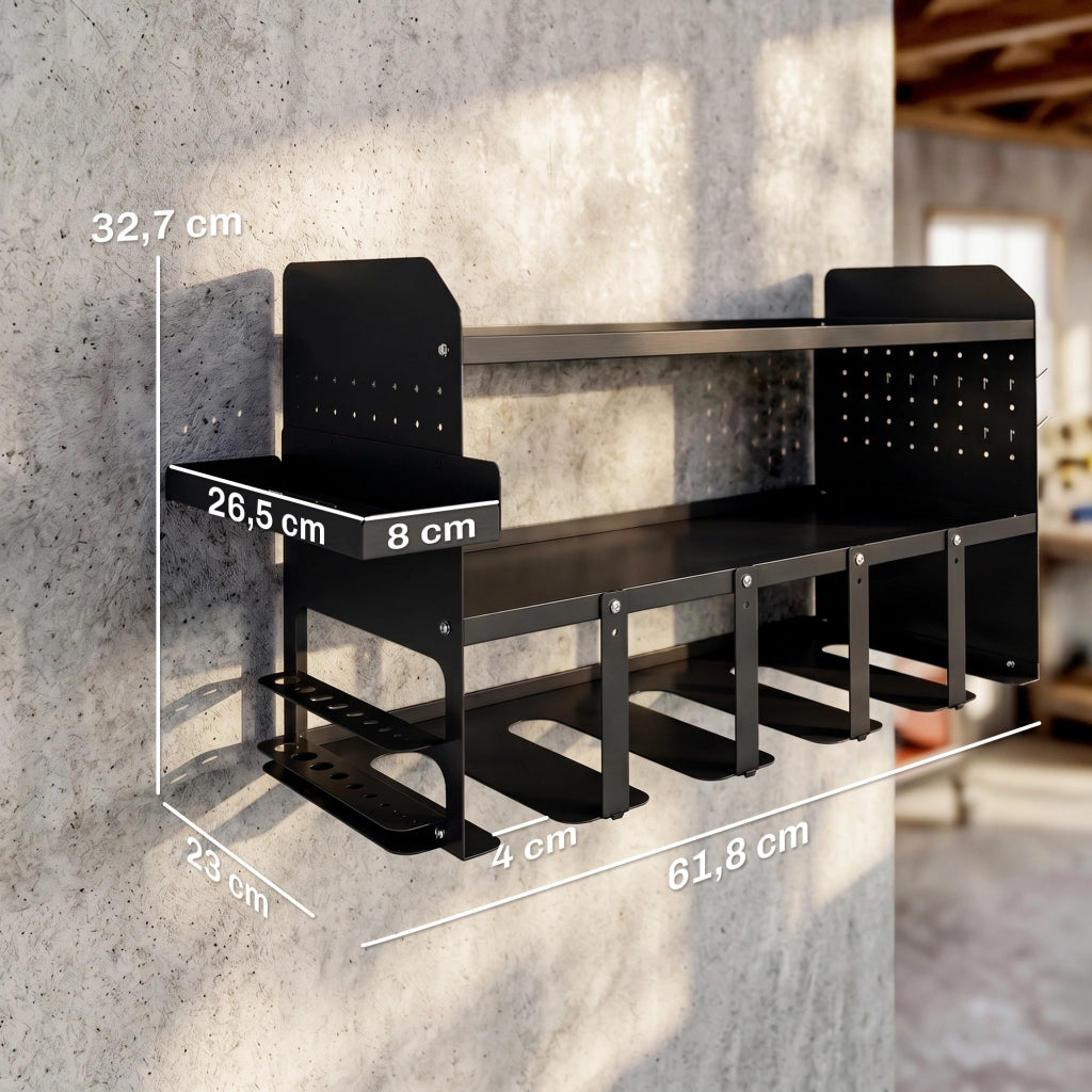 Organizzatore attrezzi da giardino 2 livelli ¨C zephmum ¨C 61.8x23x32.7cm nero