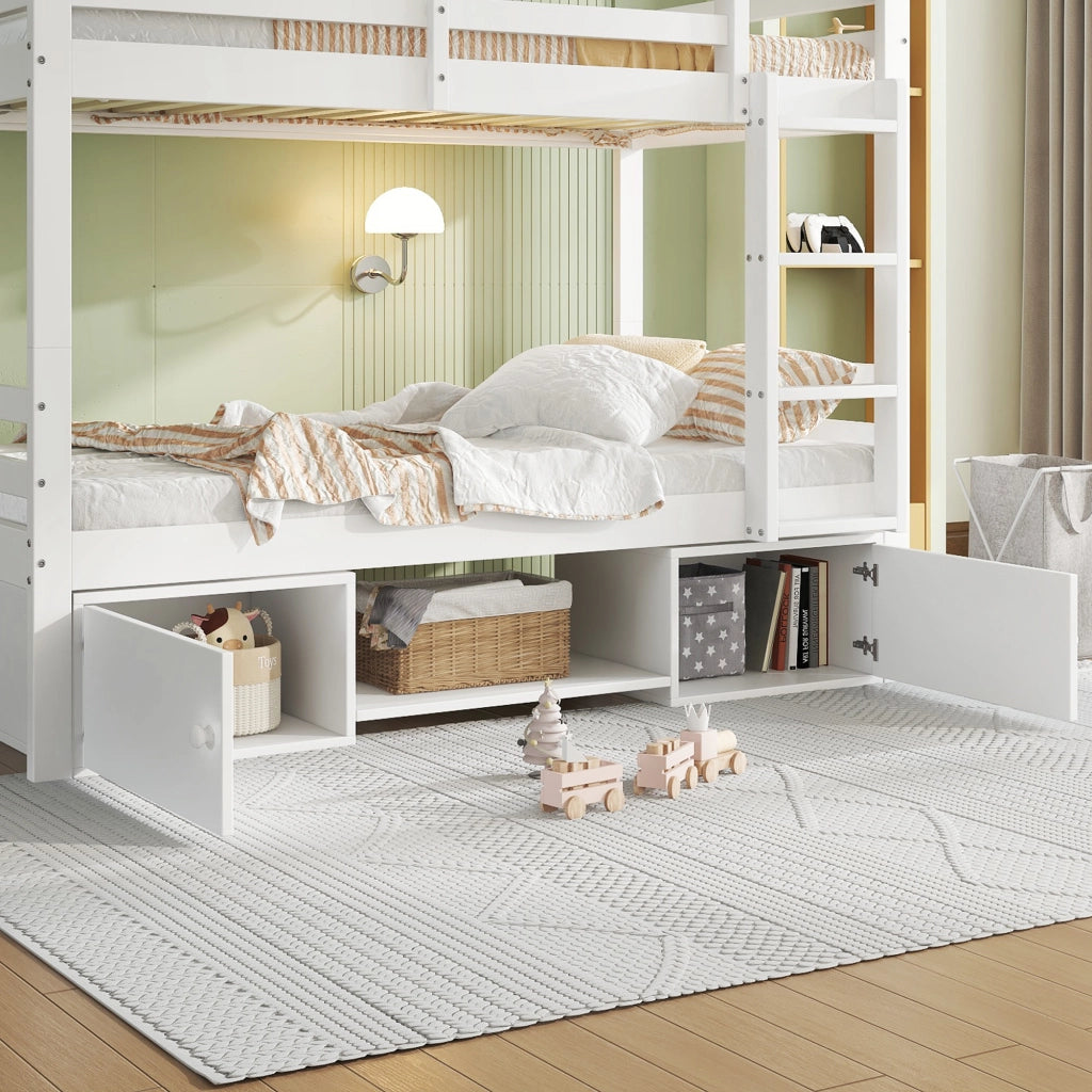 LETTO A CASTELLO 90x200 cm Bianco in Legno massello e MDF divisibile