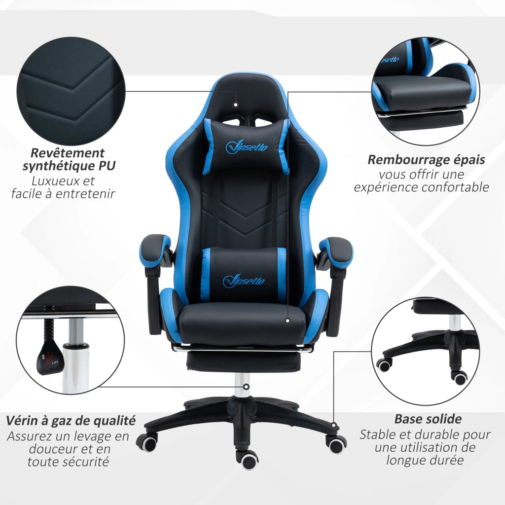 Poltrona gaming ergonomica reclinabile ¨C zephmum ¨C nero 65x65x121-129 cm