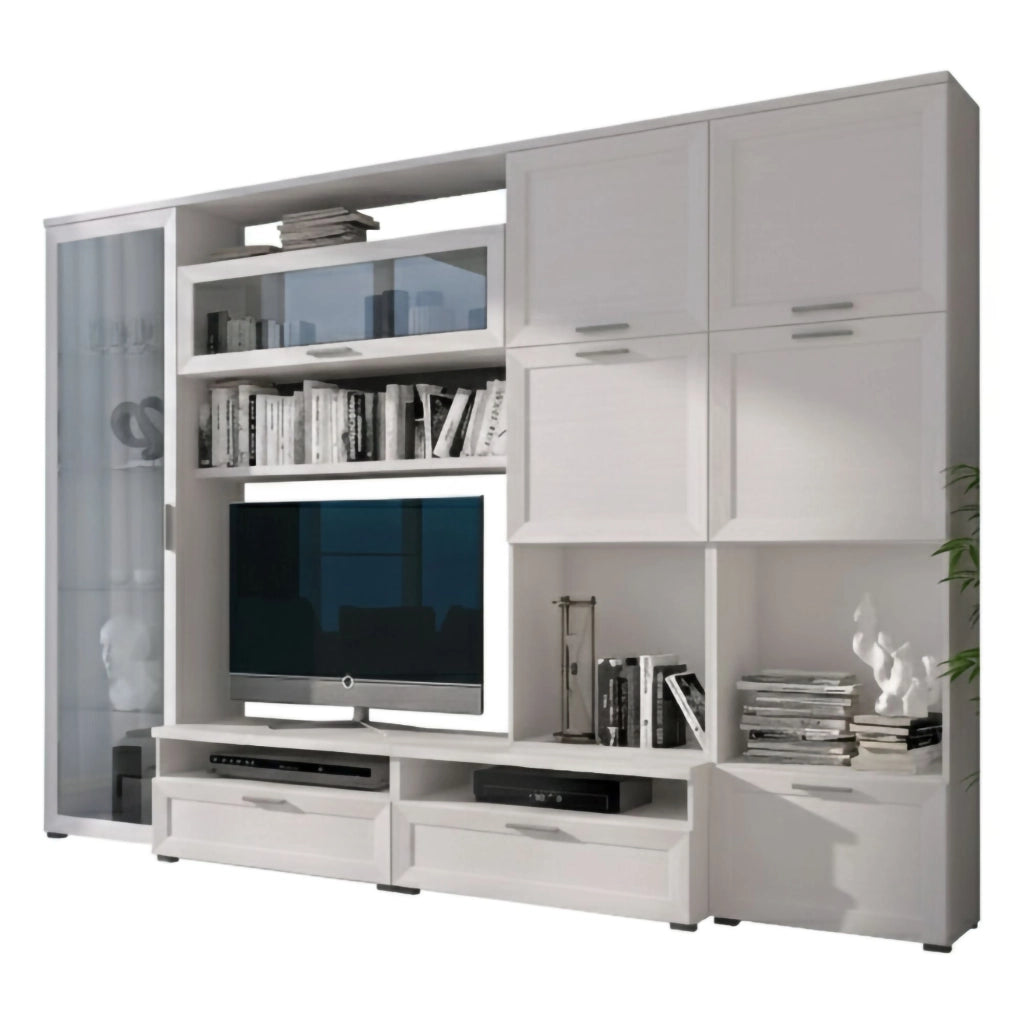 Mobile Soggiorno Cicala, Parete Attrezzata Modulabile, Bianco