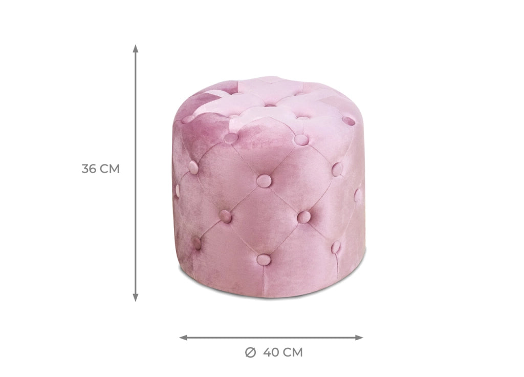 Pouf Salotto/Camera Con Bottoni Imbottito Modello Velvet Parigi In Tinta Unita - Pouf - Cipria
