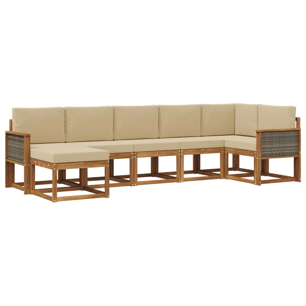 Set di divani da esterno 7 pcs Naturale e Beige Poliestere 3385389