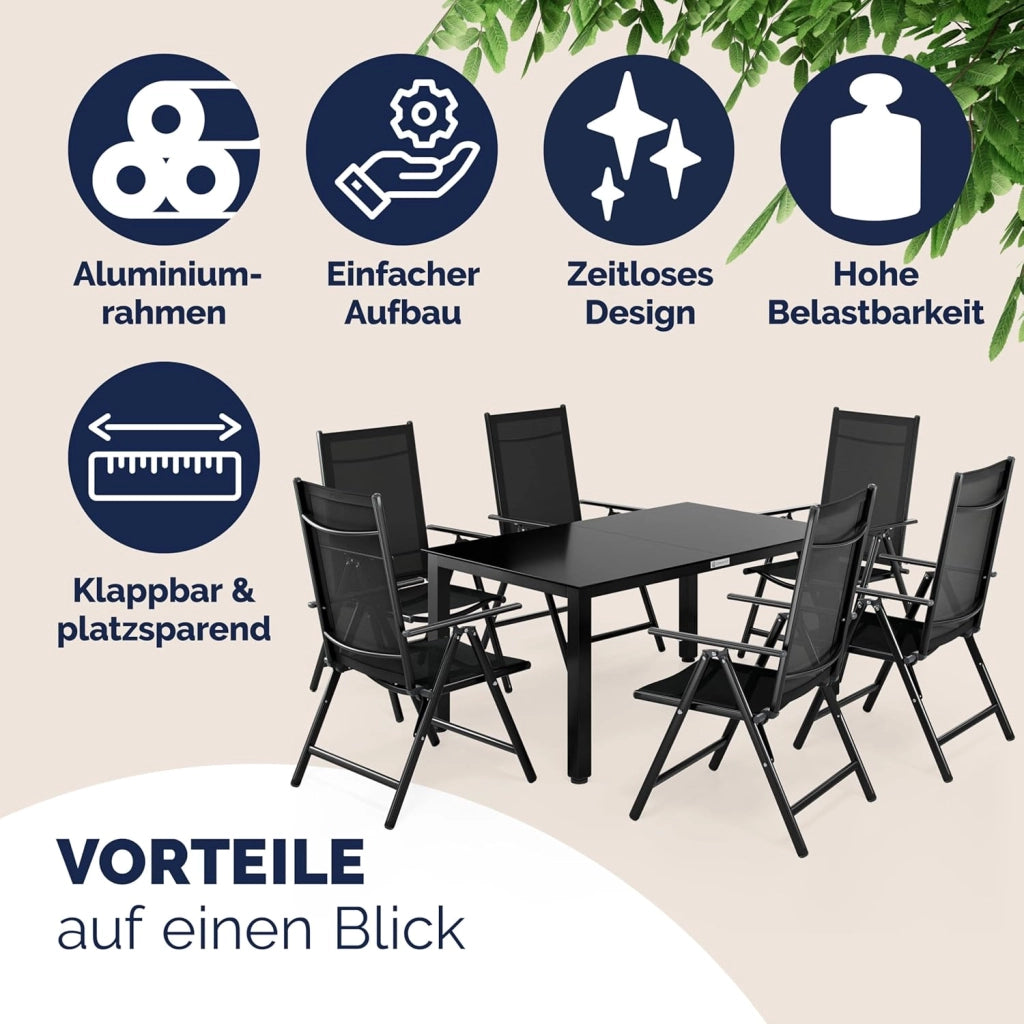 ® Tavolo e Sedie da Giardino Alluminio Bern 7 pz Schienale Regolabile Set da Pranzo Esterno