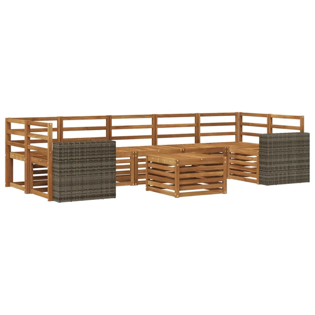 Set di divani da esterno 8 pz Naturale Legno di Acacia Massello 3384155