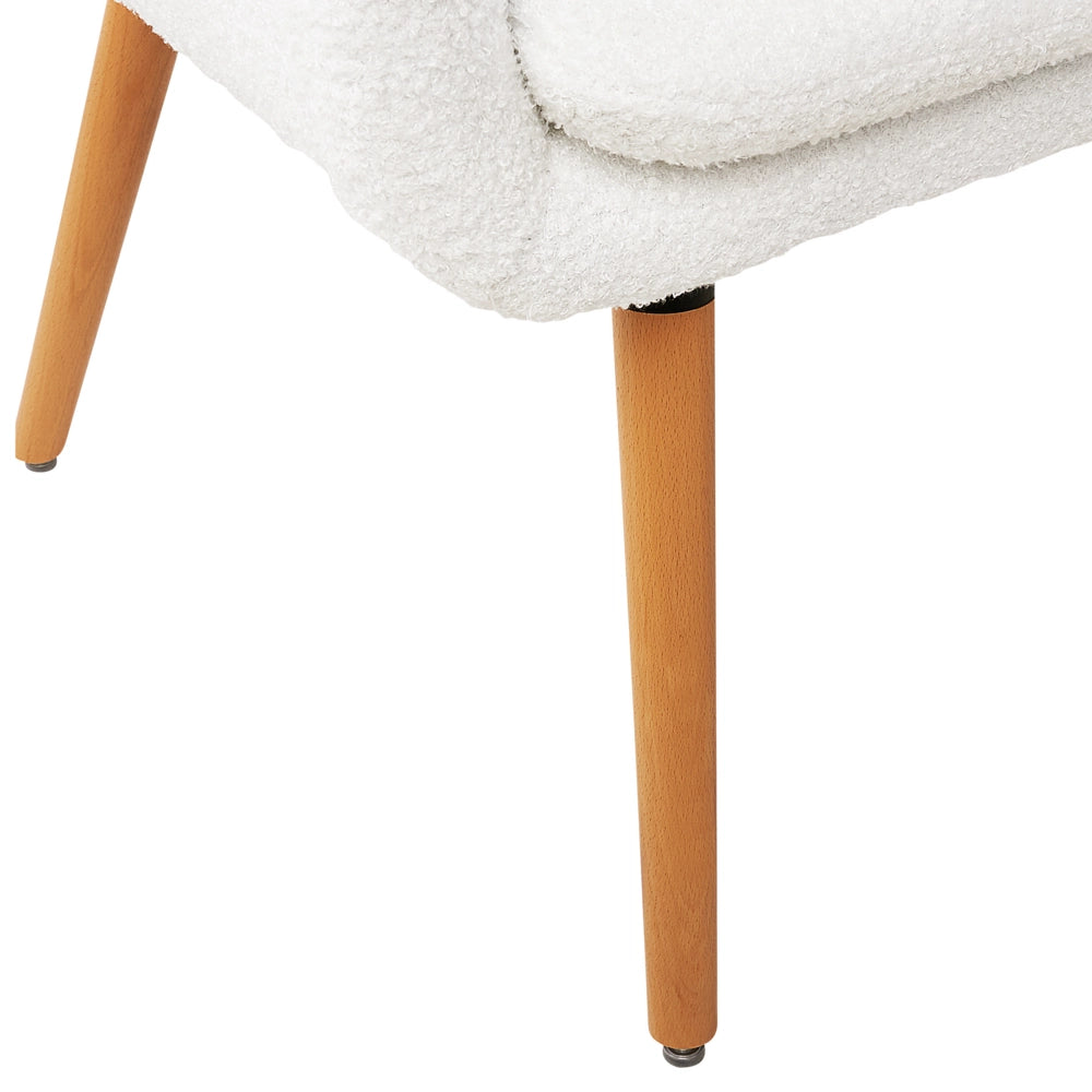 Divano 2 Posti in tessuto bianco sporco con Gambe in Legno Struttura in metallo Gambe in legno chiaro Panca