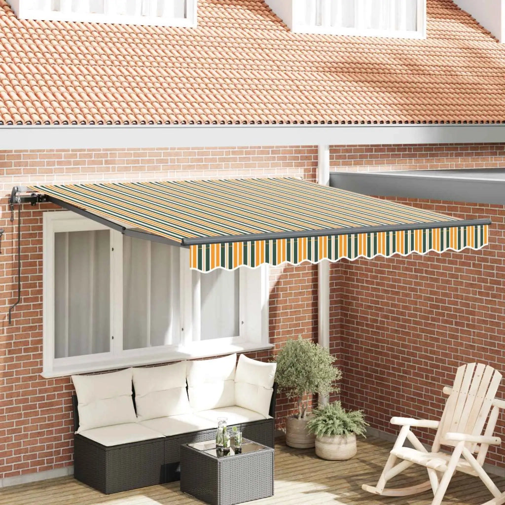 Tenda retrattile-Tenda parasole per balcone Verde e giallo 300 x 250 cm 647673