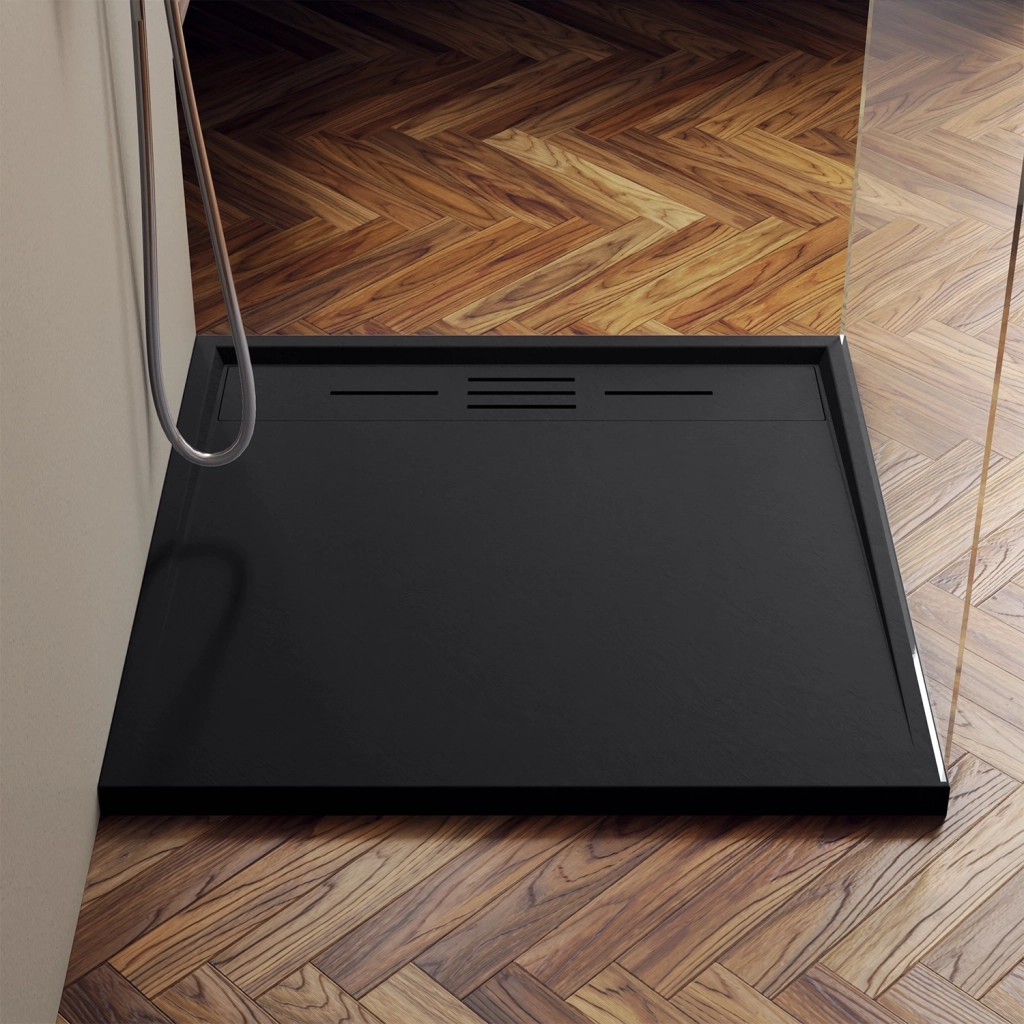 Piatto doccia 80x80 effetto pietra colore nero | Spanios