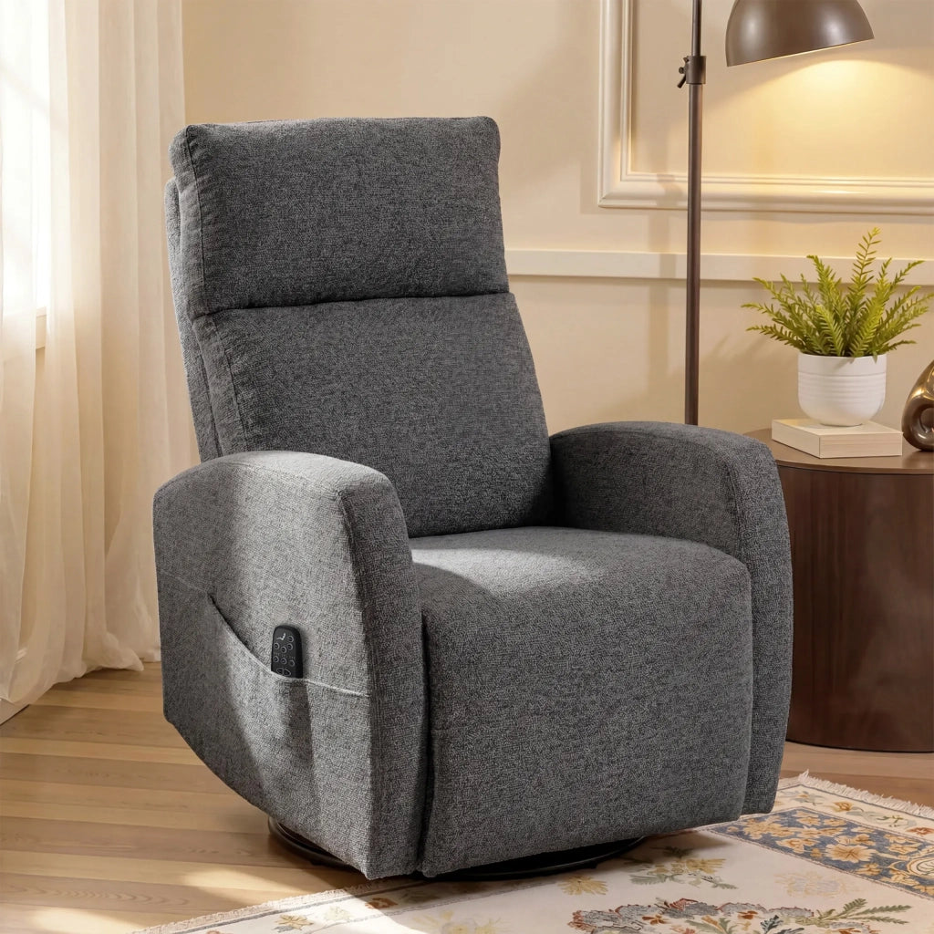 Poltrona Massaggiante Elettrica Reclinabile Girevole ¨C Zephmum ¨C Grigio Scuro