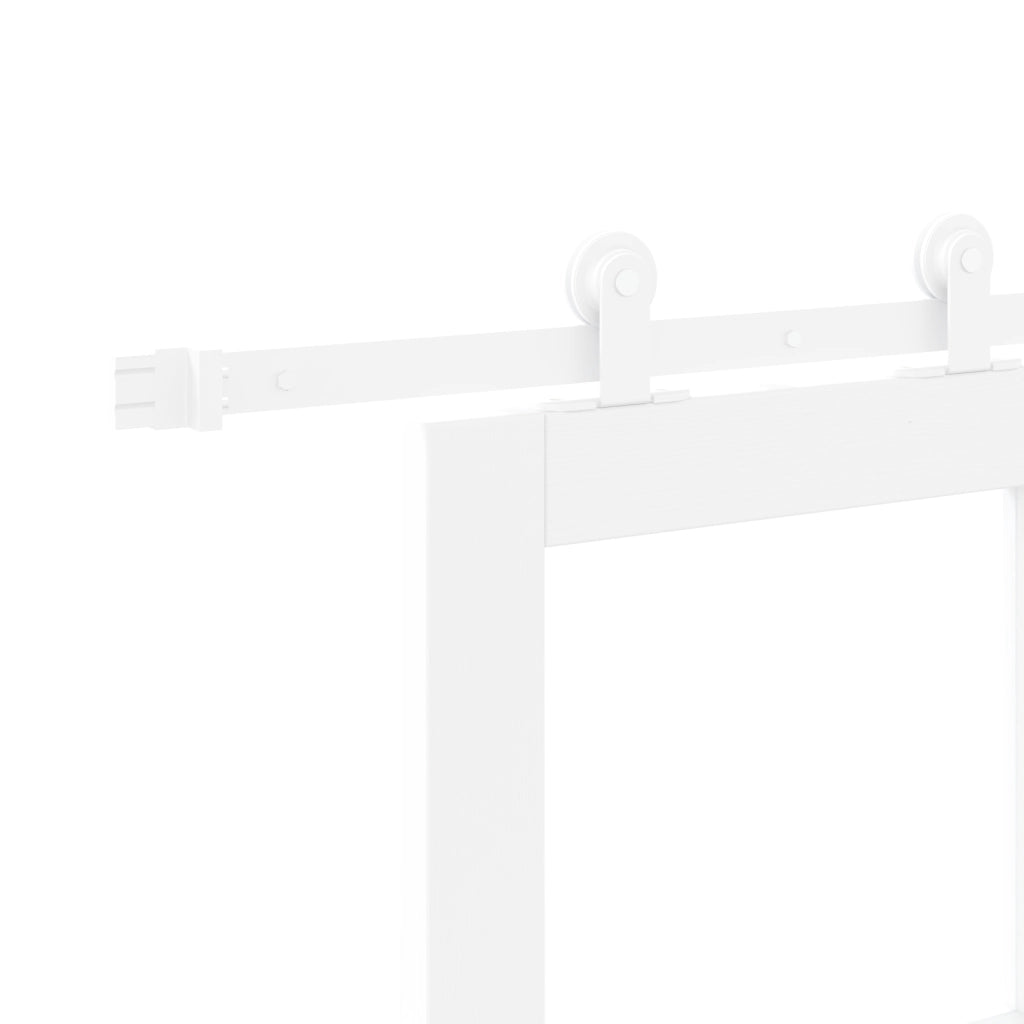 Porta Scorrevole  con Set di Accessori 'ORKDAL'Legno Massello Bianco e Vetro