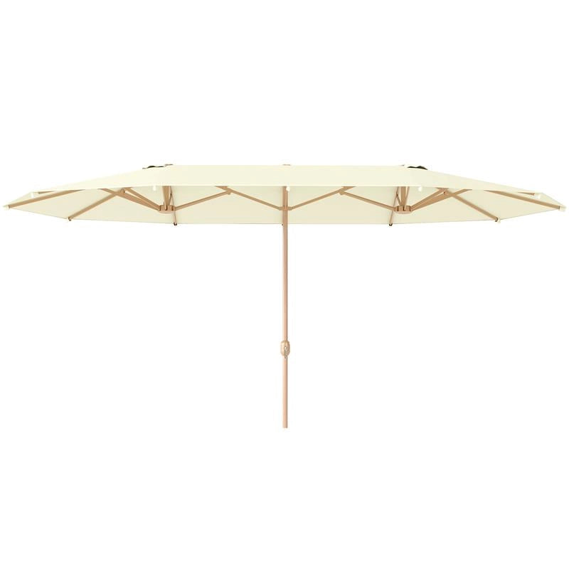 OMBRELLONE DOPPIO CON APERTURA A MANOVELLA IN ACCIAIO INOX E POLIESTERE 455X265X238 CM BEIGE