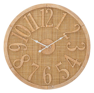 Orologio da Muro Boho Ø 60x4,5 cm in Rattan