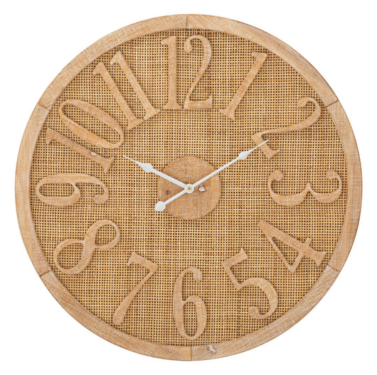Orologio da Muro Boho Ø 60x4,5 cm in Rattan