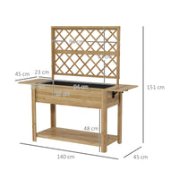 Fioriera con Grigliato e Ripiani Laterali e Inferiore 140x45x151 cm in Legno di Abete