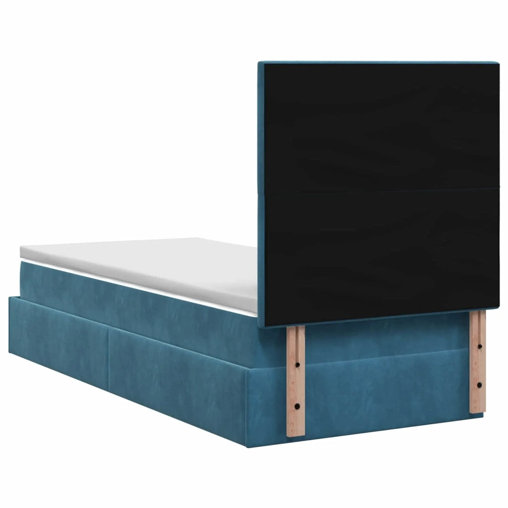 Letto Ottomano con Materasso e LED Blu scuro 90 x 190 cm 3458203