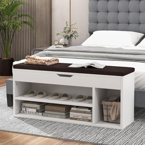 Scarpiera Panca con Cuscino, Scarpiera da Ingresso Salvaspazio, Panca Contenitore per Ingresso Corridoio, 104x30x48 cm, Carico 150 kg (Bianco)