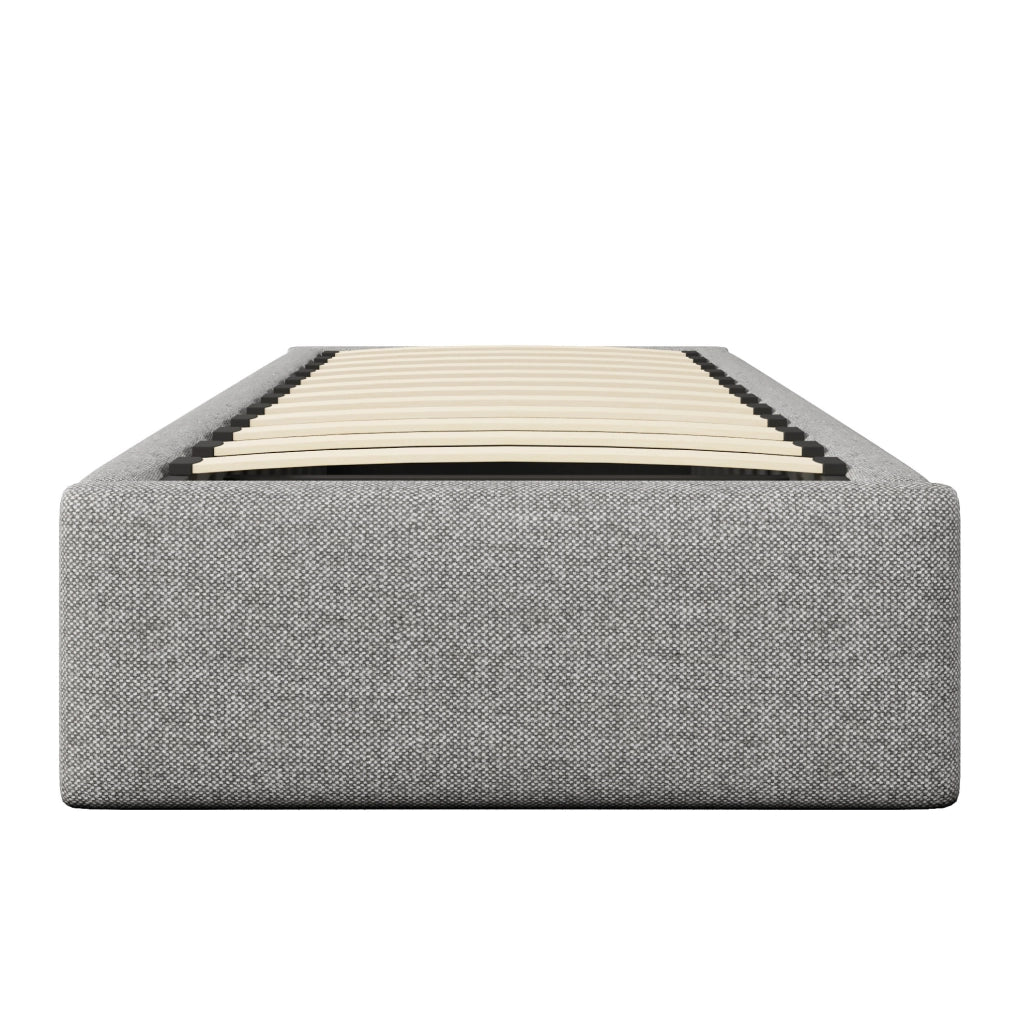 Letto imbottito 90x200 cm senza testiera con vano idraulico e cassetto grigio
