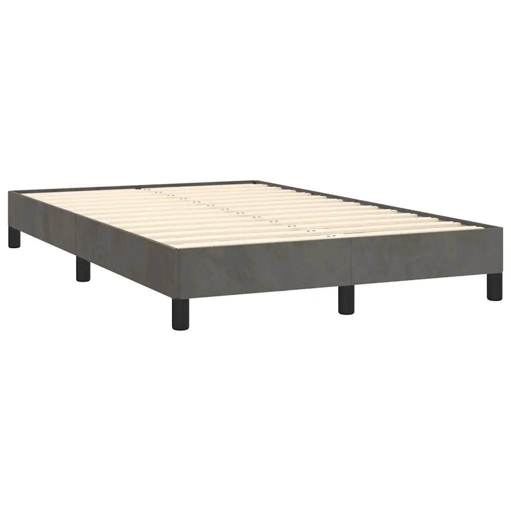 Letto a Molle con Materasso e LED Grigio Scuro 120x190cm in Velluto