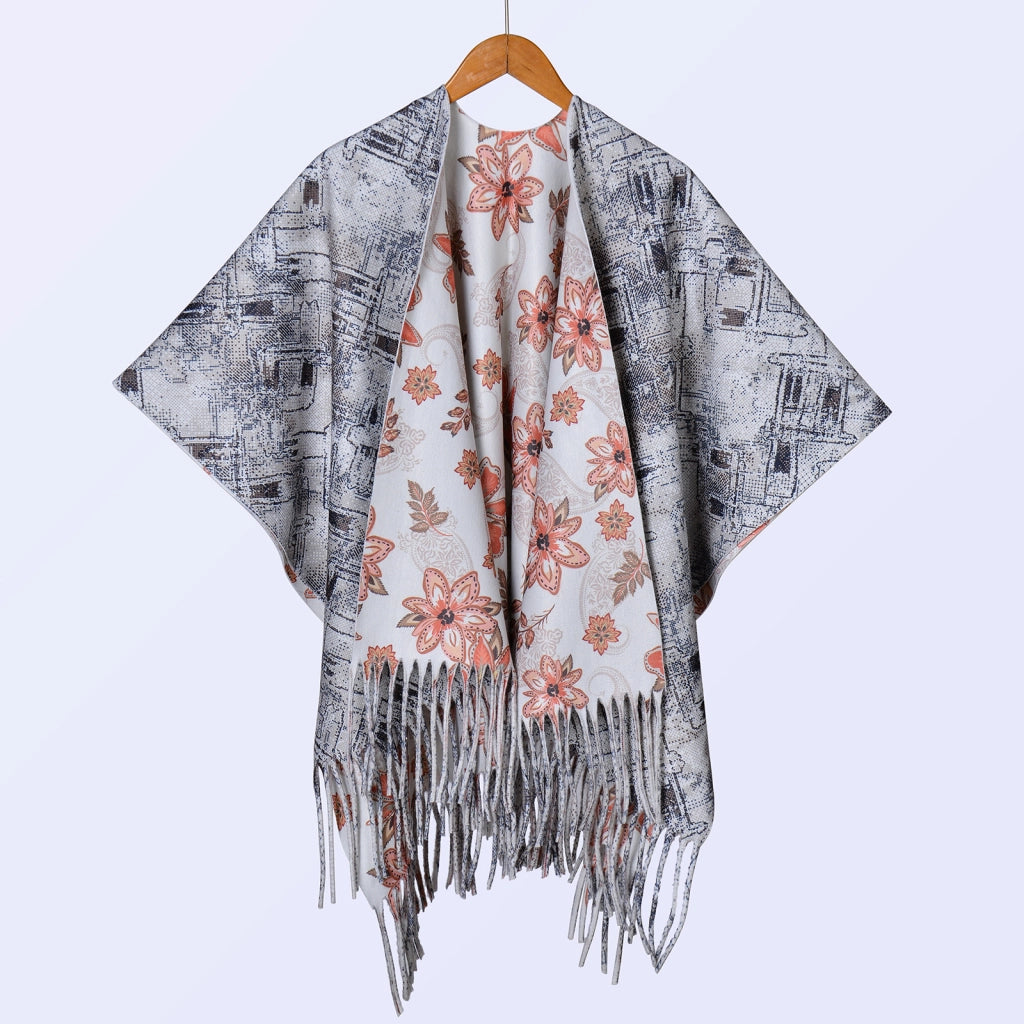 Nuovo scialle double face spesso, stile retr¨°, ampia cappa da donna.