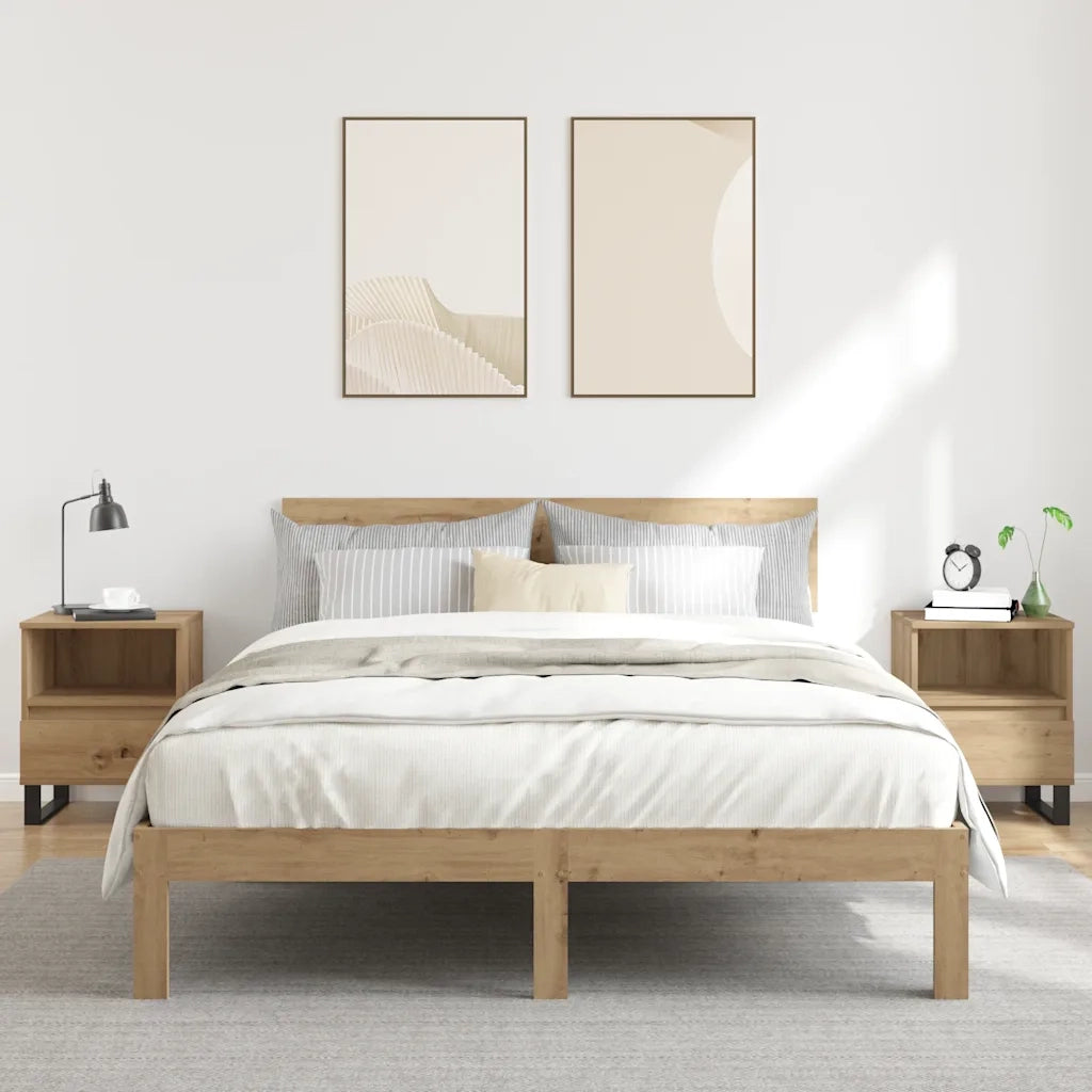 Comodini 2pz Rovere Artigianale 40x35x50 cm Legno Multistrato 857379