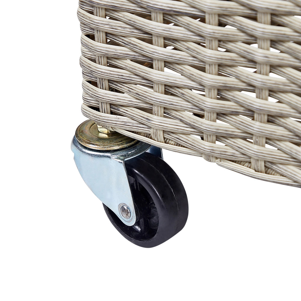 Vaso per piante su ruote in finto PE Rattan marrone con 3 inserti interni ed esterni