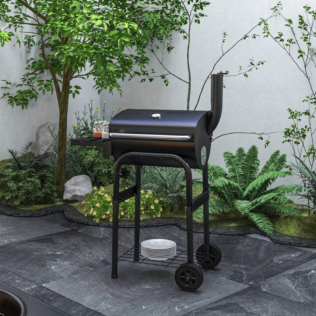 Barbecue a carbone con carrello ¨C Zephmum ¨C Griglia con ripiani, ruote e cappa