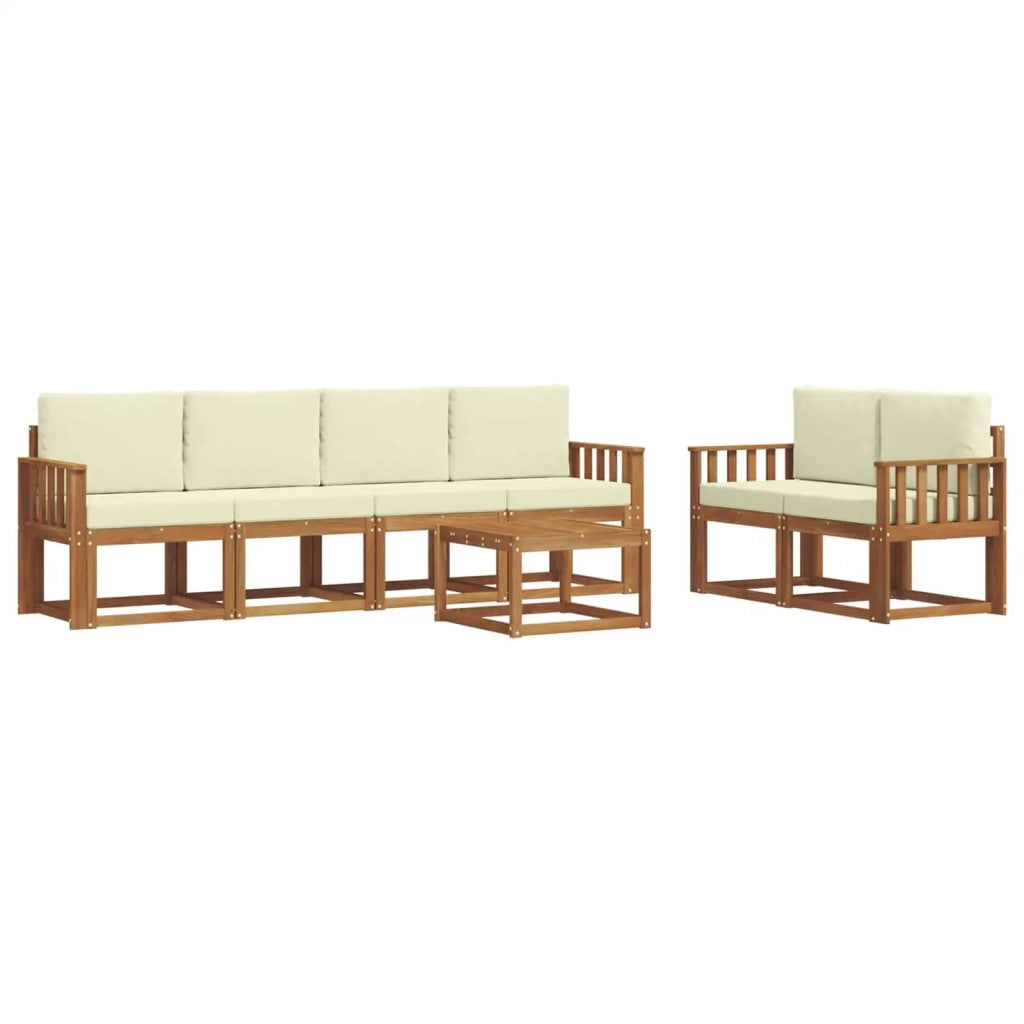 Set di divani da esterno con cuscino 7 pcs Naturale e Crema