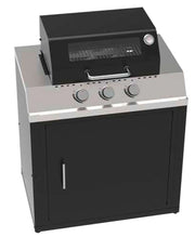 Mobile Cucina Barbecue a Gas 90,2x60,7x94 cm con 3 Fuochi e Armadietto in Acciaio Nero