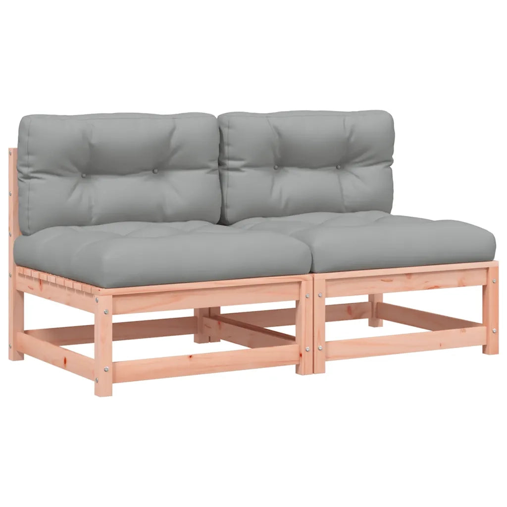 vidaXL Divani Giardino Senza Braccioli con Cuscini 2 pz Legno Douglas